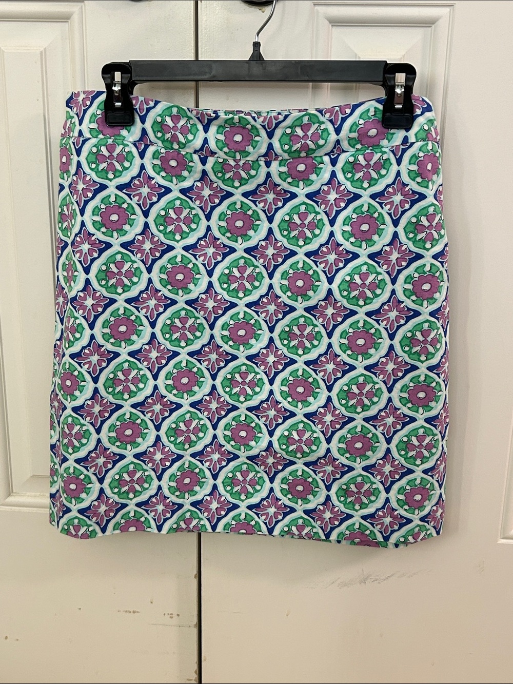 Talbots Green, Purple & White Geo Floral Mini Skirt